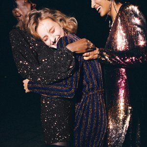 & Other Stories sparkle stripe wrap midi dress